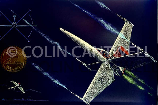 C2-Sm 8X12 Print of 1st X-Wing Concept Drawing By Colin Cantwell With Seal
