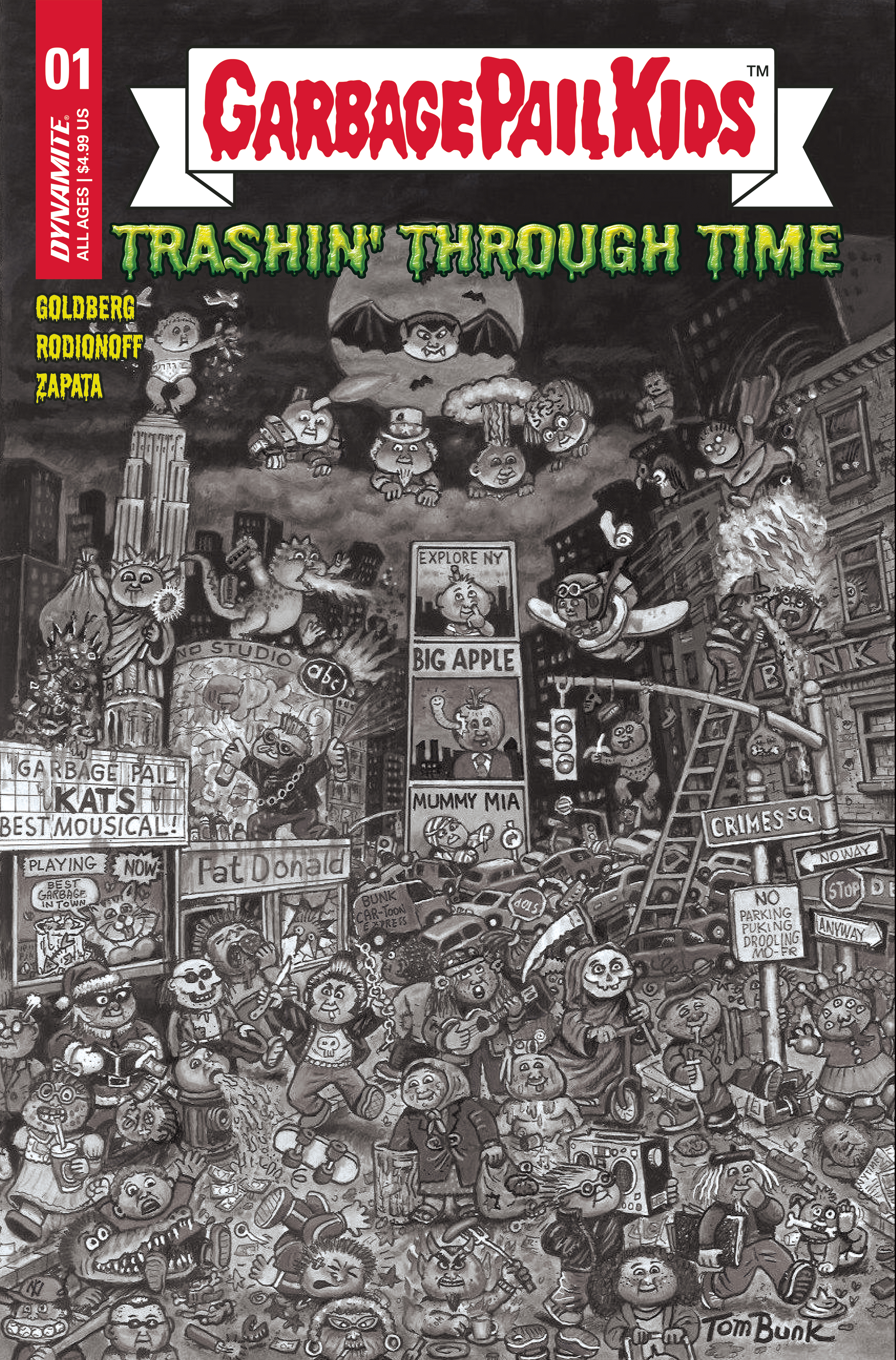 Garbage Pail Kids Through Time #1 Cover F 1 for 10 Incentive Bunk Black & White