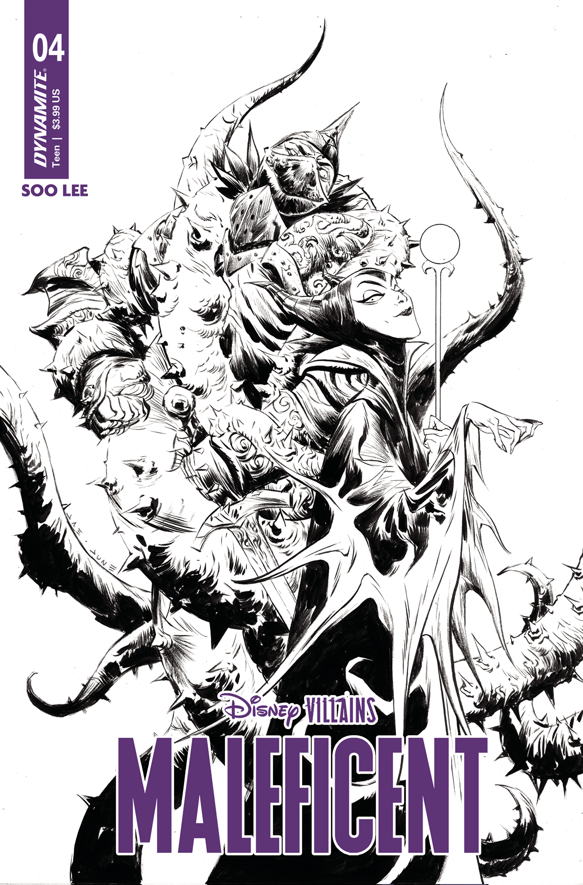 Disney Villains Maleficent #4 Cover F 1 for 10 Incentive Soo Lee Black & White