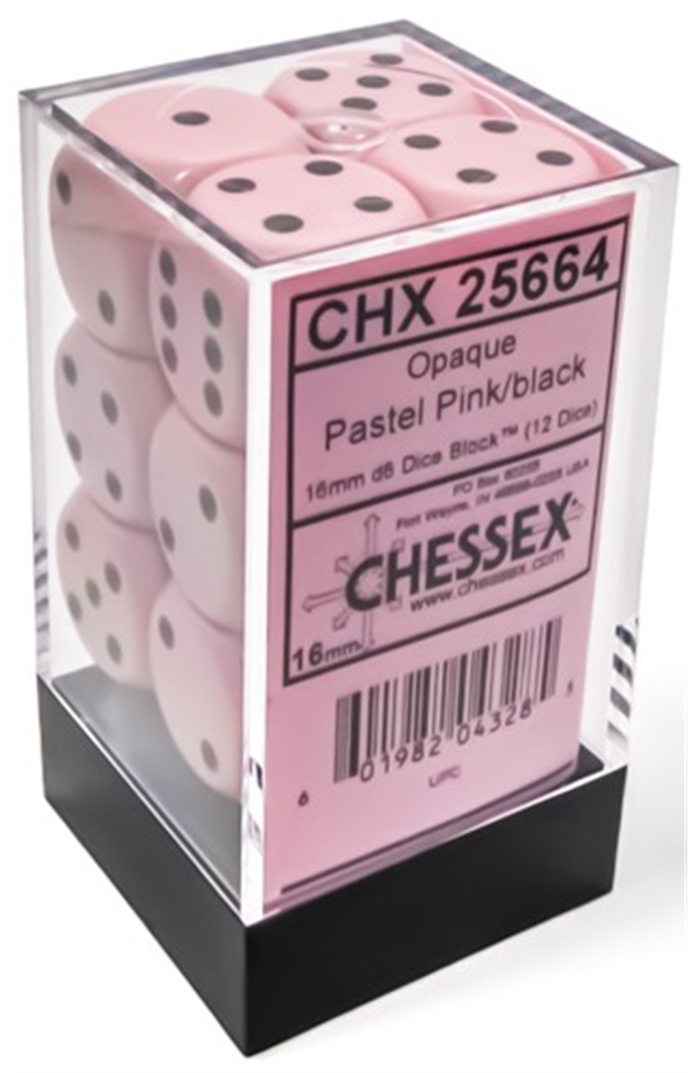 Chessex Dice Opaque Pastel Pink D6 16Mm (12)