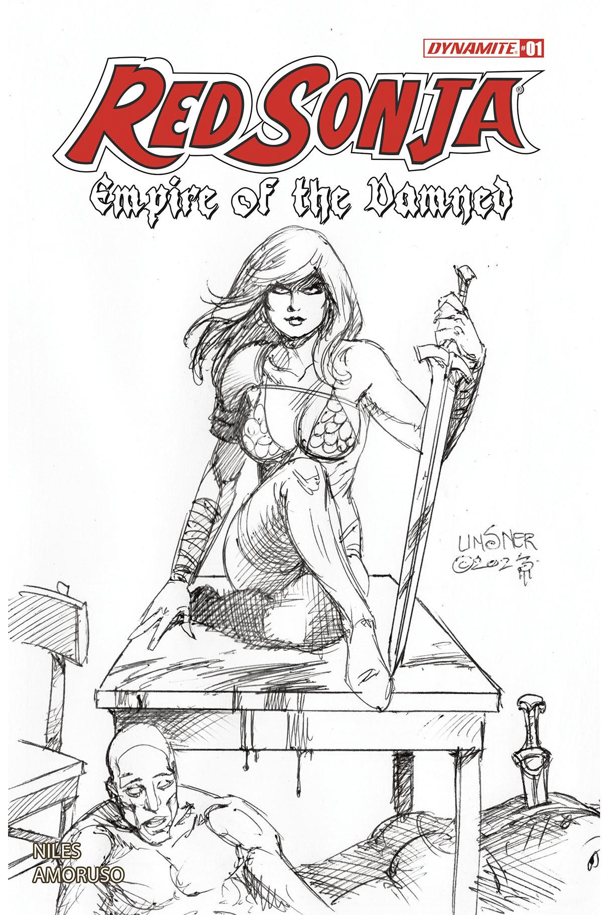 Red Sonja Empire of the Damned #1 Cover M 20 Copy Incentive Linsner Line Art