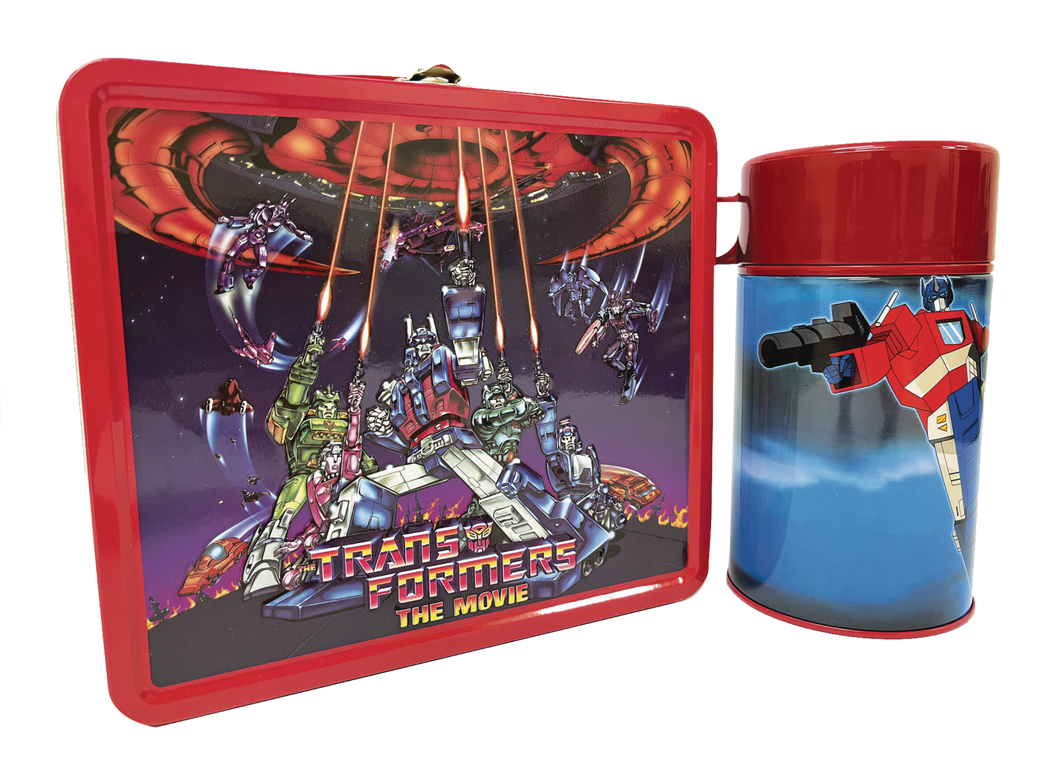 Tin Titans Transformers the Movie (1986) Lunchbox & Bev Container 