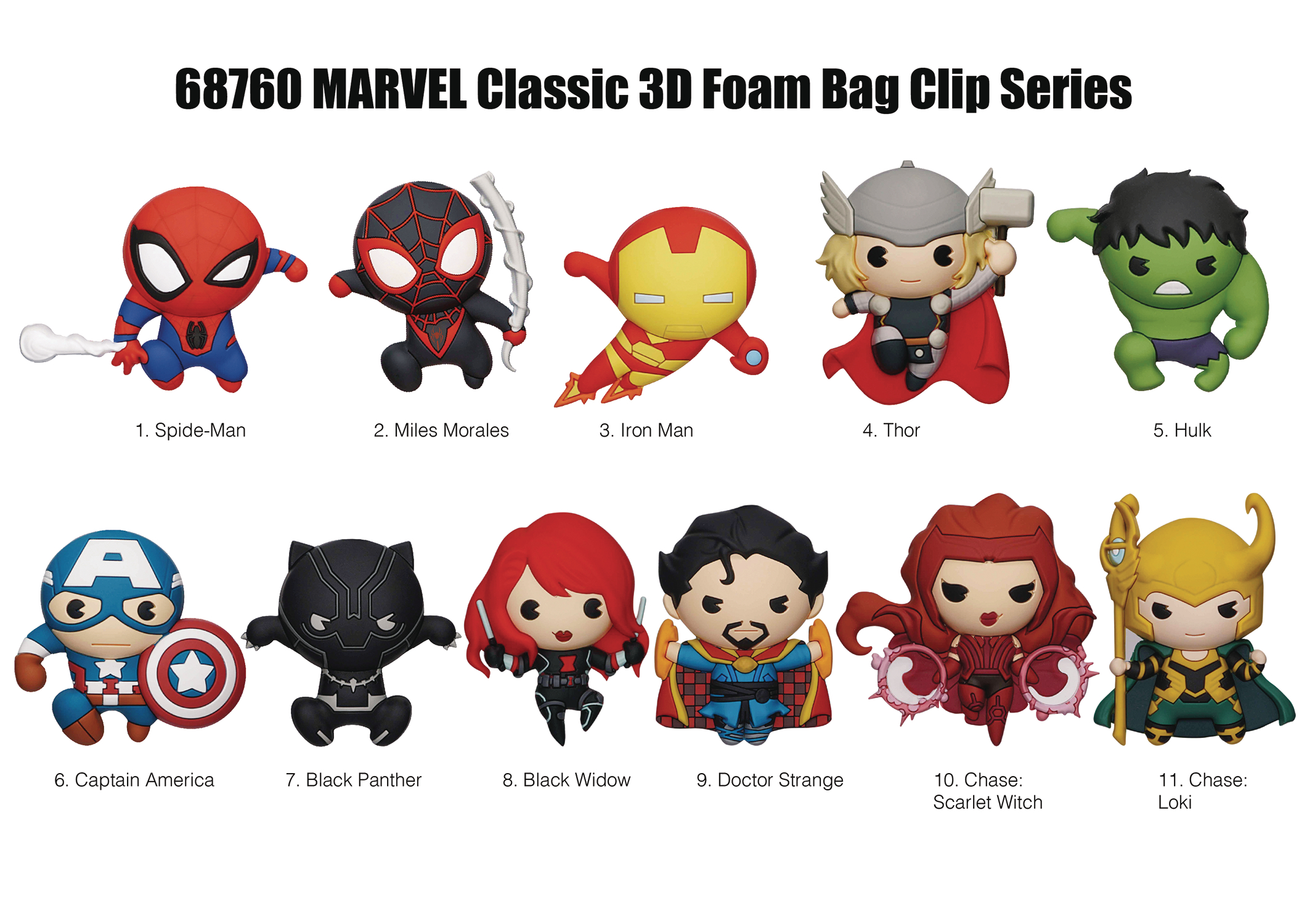 Marvel Studios Classic Characters 3D Foam Bag Clip Display Case of 24