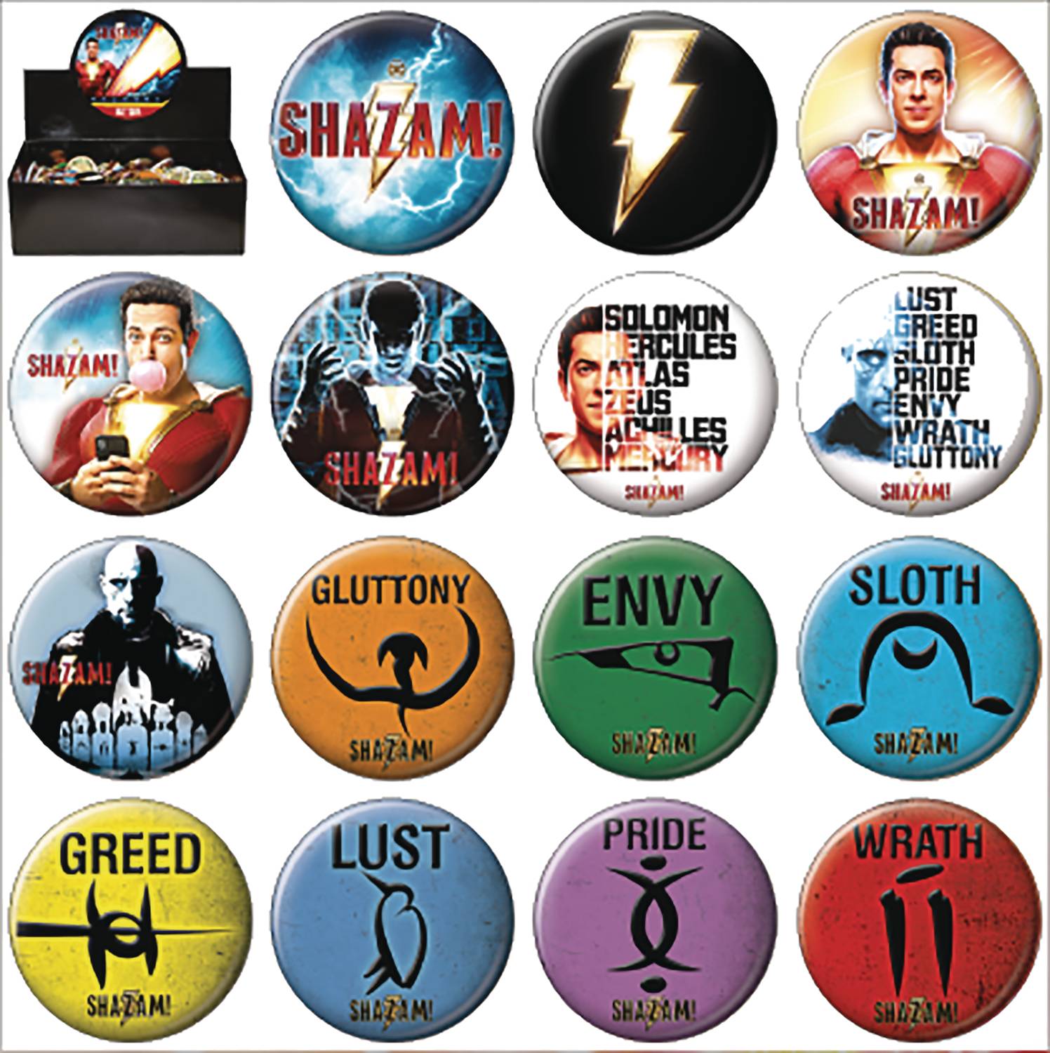 Shazam Movie 144 Piece Button Display
