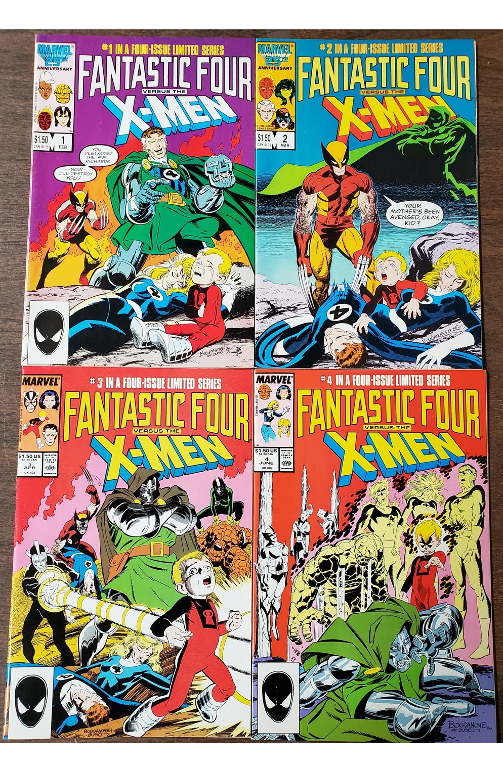 Fantastic Four Versus X-Men #1-4 (Marvel 1987) Set