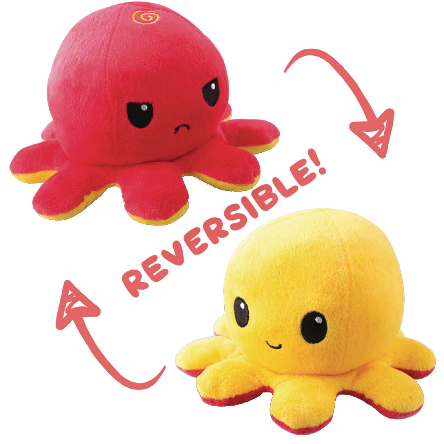 Teeturtle Reversible Octopus Mini Red To Yellow Plush