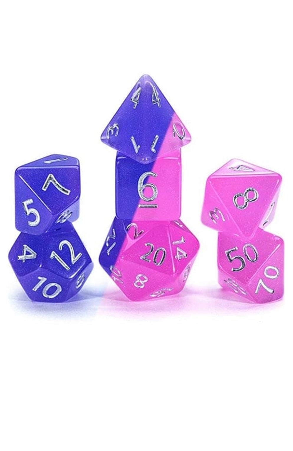 Gate Keeper Chronomancy Dice - 7-Die Set "Birthday Surprise" (Purple-Pink)