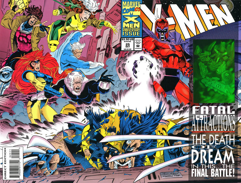 X-Men #25 [Direct Edition]-Fine (5.5 – 7) [Magneto Rips The Adamantium From Wolverine's Body]