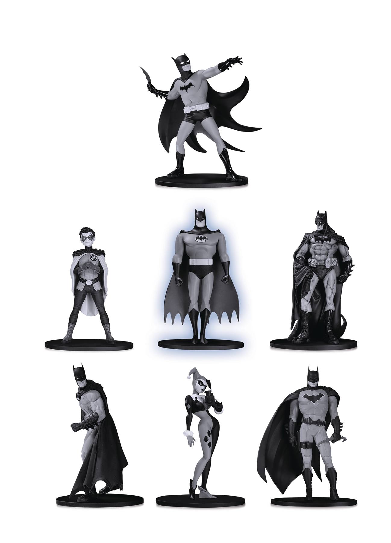 Batman Black & White Mini PVC Figure 7 Pack Set 2
