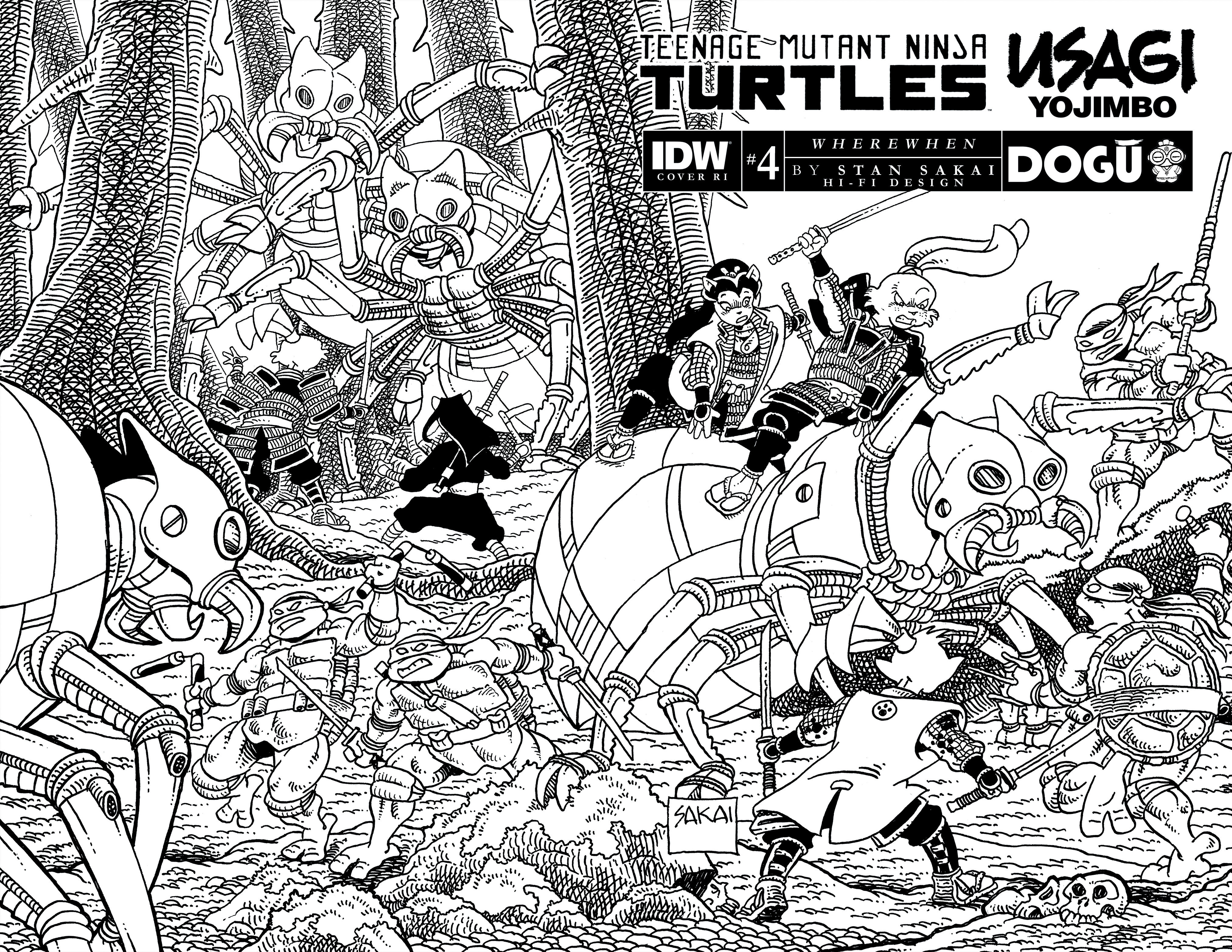 Teenage Mutant Ninja Turtles/Usagi Yojimbo WhereWhen #4 Cover D 1 for 25 Incentive Black & White Sakai