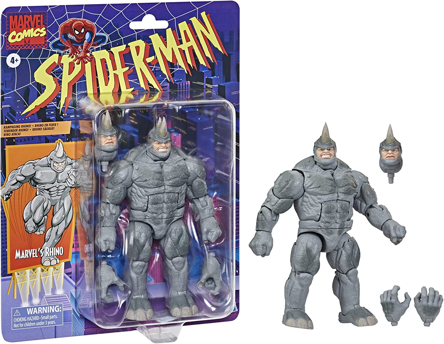 Spider-Man Retro Marvel Legends Rhino 6-Inch Action Figure