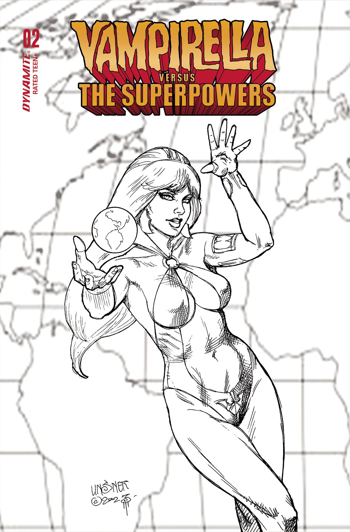 Vampirella Vs Superpowers #2 Cover H 1 for 10 Incentive Linsner Line Art