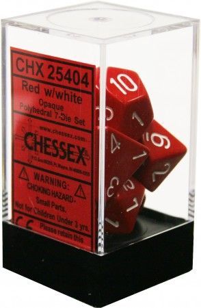 Chessex 16mm 7 Dice Set Red - White