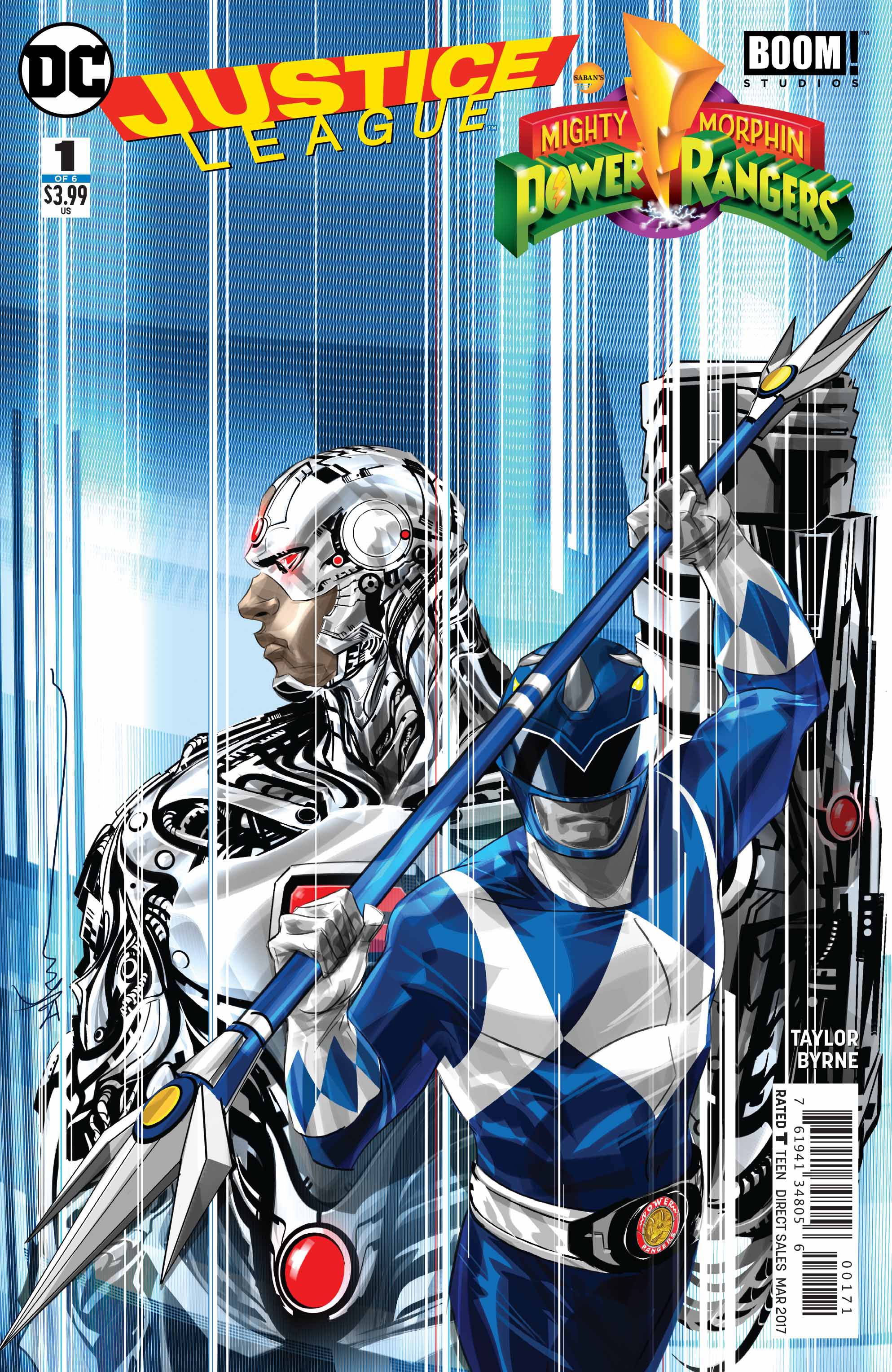 Justice League Power Rangers #1 Cyborg Blue Ranger Variant Edition