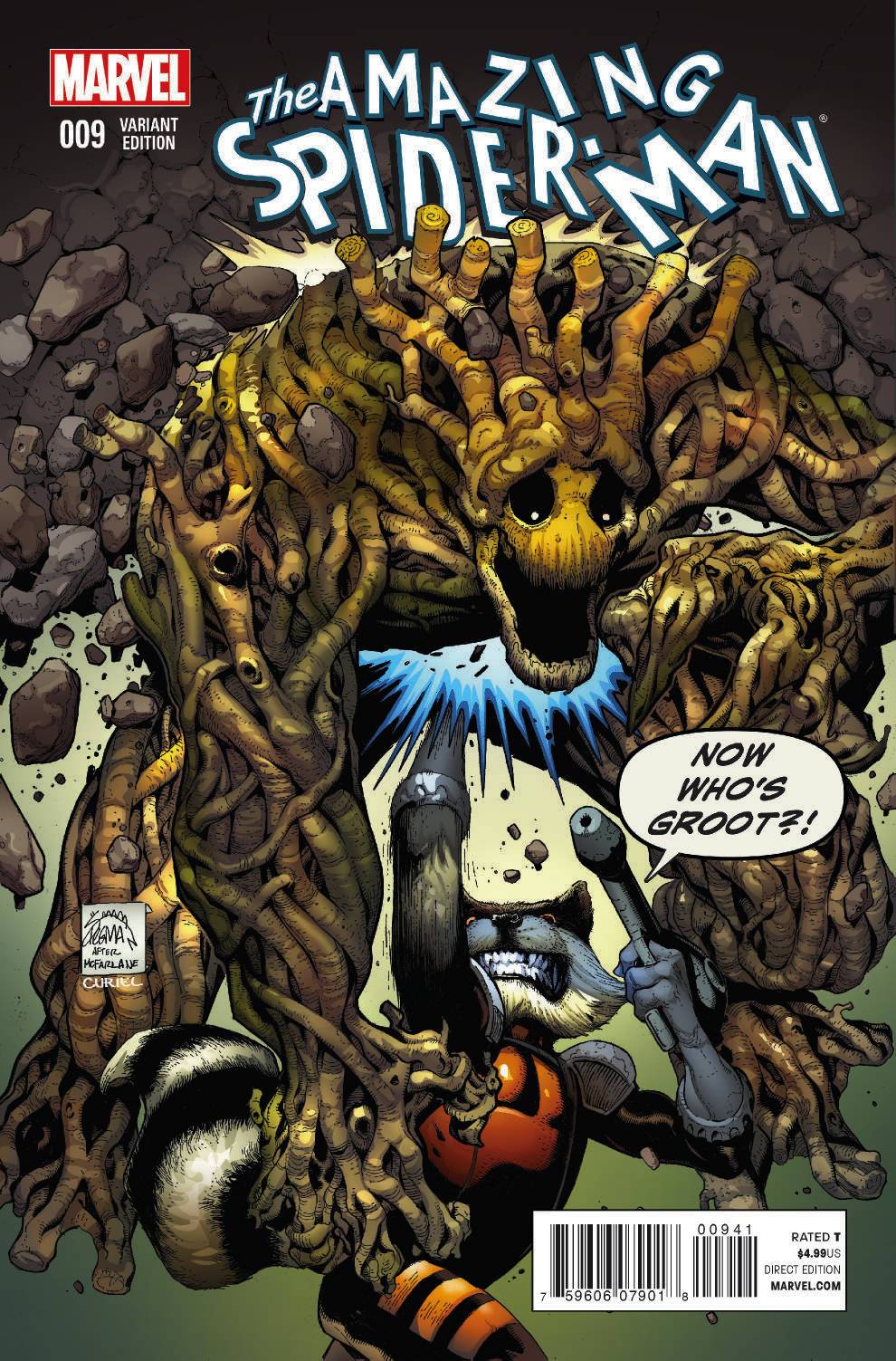 Amazing Spider-Man #9 Rocket Raccoon And Groot Gated Variant Ryan Stegman