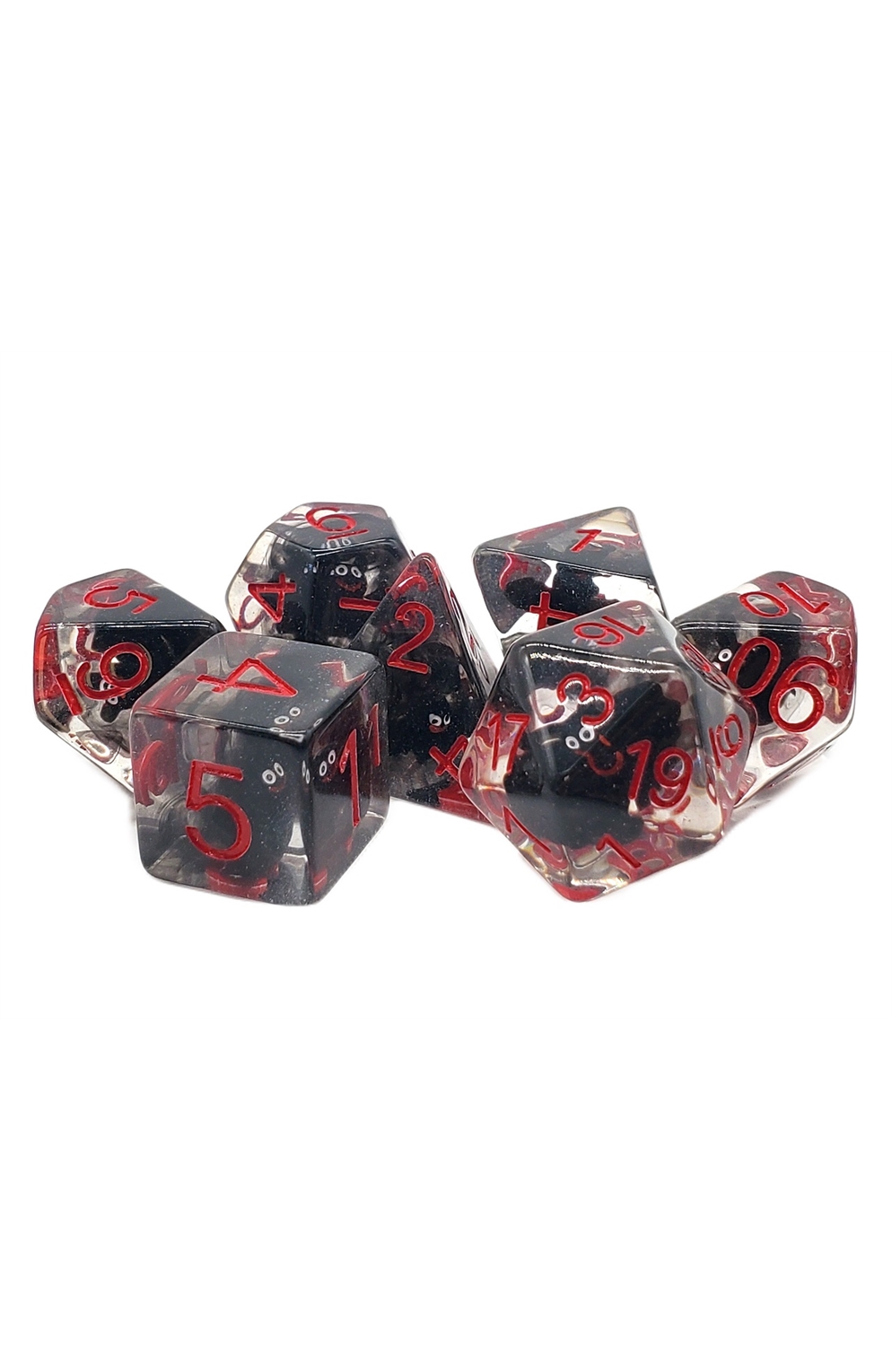 Old School 7 Piece Dnd Rpg Dice Set Animal Kingdom Bat Black