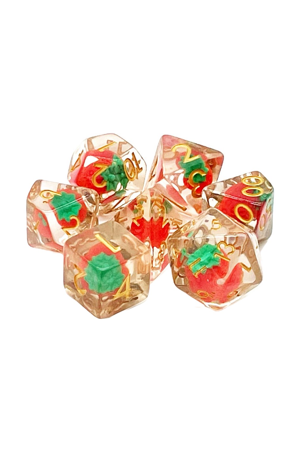 Old School 7 Piece Dnd Rpg Dice Set: Infused - Strawberry Fields!