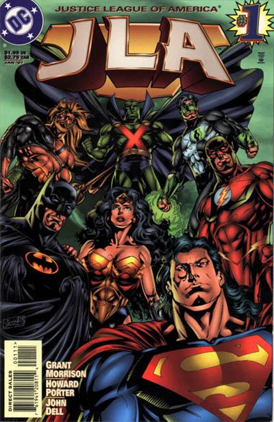 JLA #1 [Direct Sales]-Very Fine (7.5 – 9) Convention Signed G. Morrison