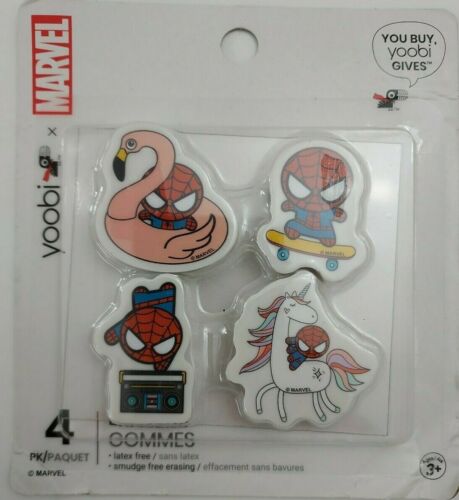 Yoobi X Marvel Spider-Man Erasers 4-Pack