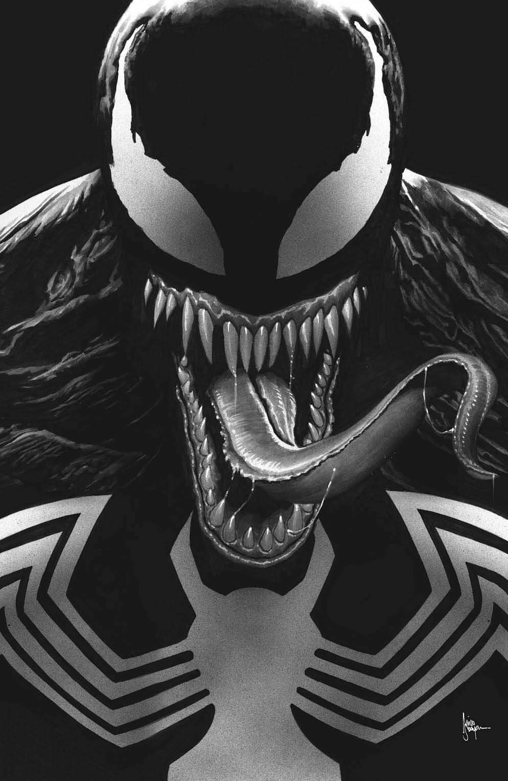 Venom Lethal Protector #1 The 616 Comics Mico Suayan Exclusive Full Art Black & White Variant Cover