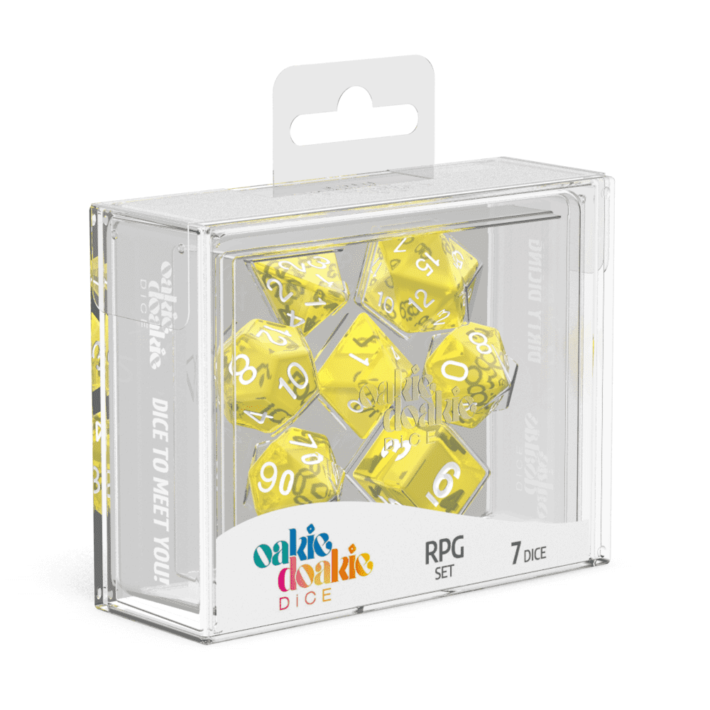 Oakie Doakie Dice RPG Set Translucent, Yellow (7)