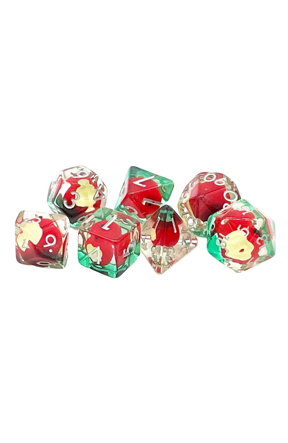 Old School 7 Piece Dnd Rpg Dice Set: Infused - An Apple A Day!