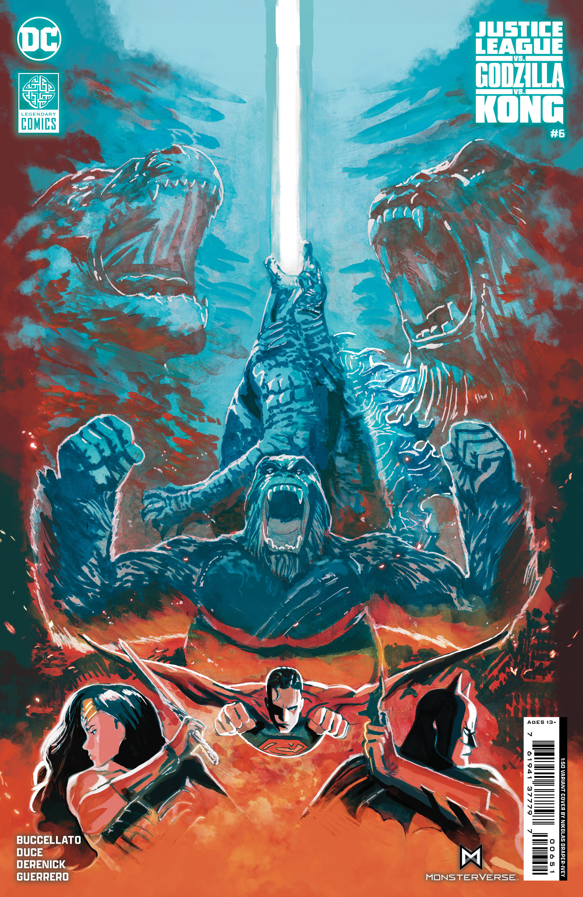 Justice League Vs Godzilla Vs Kong #6 Cover D 1 for 50 Incentive Nikolas Draper-Ivey Card Stock Variant (Of 7)