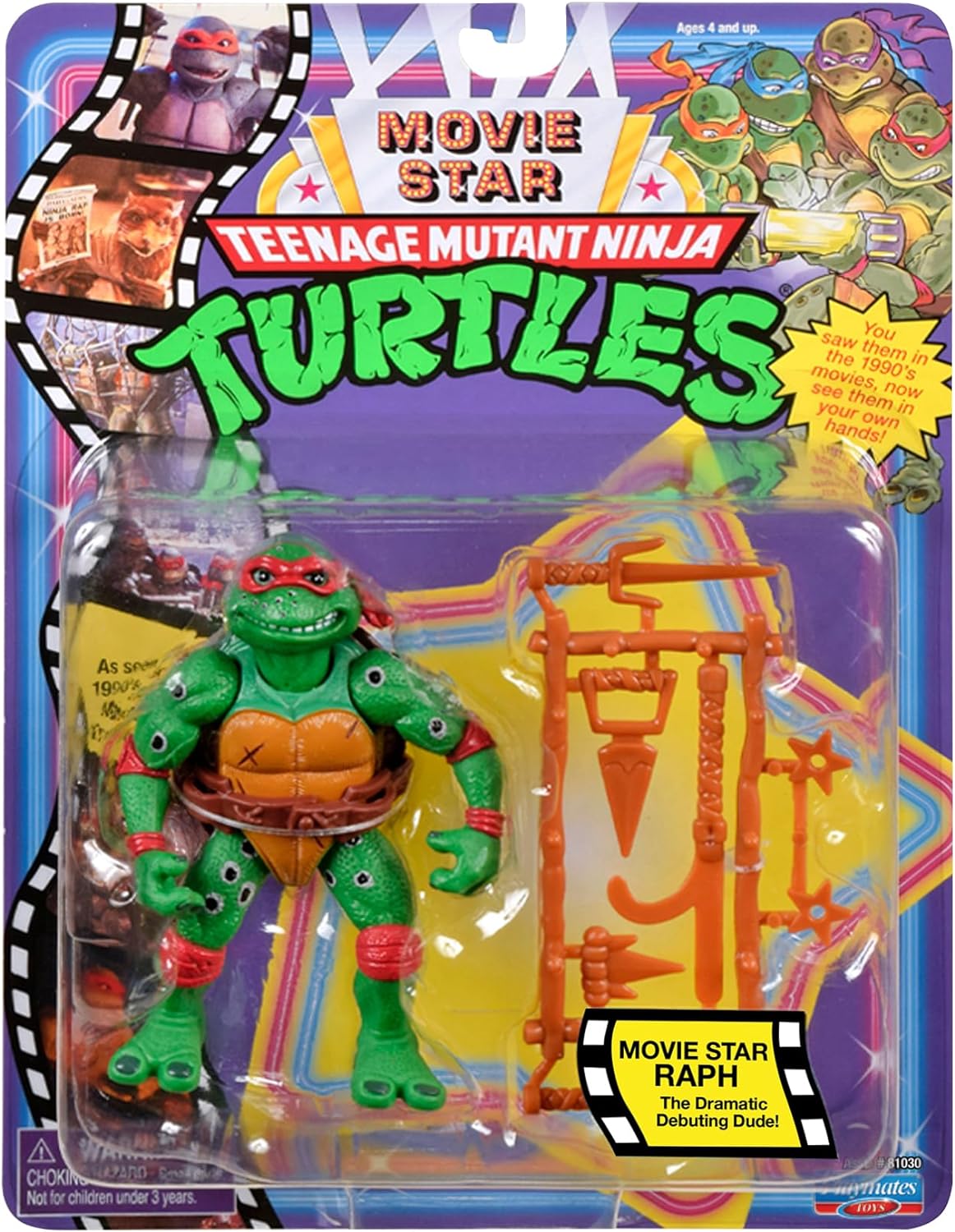 Teenage Mutant Ninja Turtles Classic 1991 Movie Star Turtle Raphael in Special Movie Styling Package