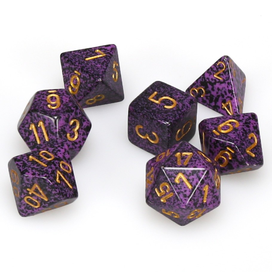 Dice Set of 7 - Chessex Speckled Hurricane with Gold Numerals