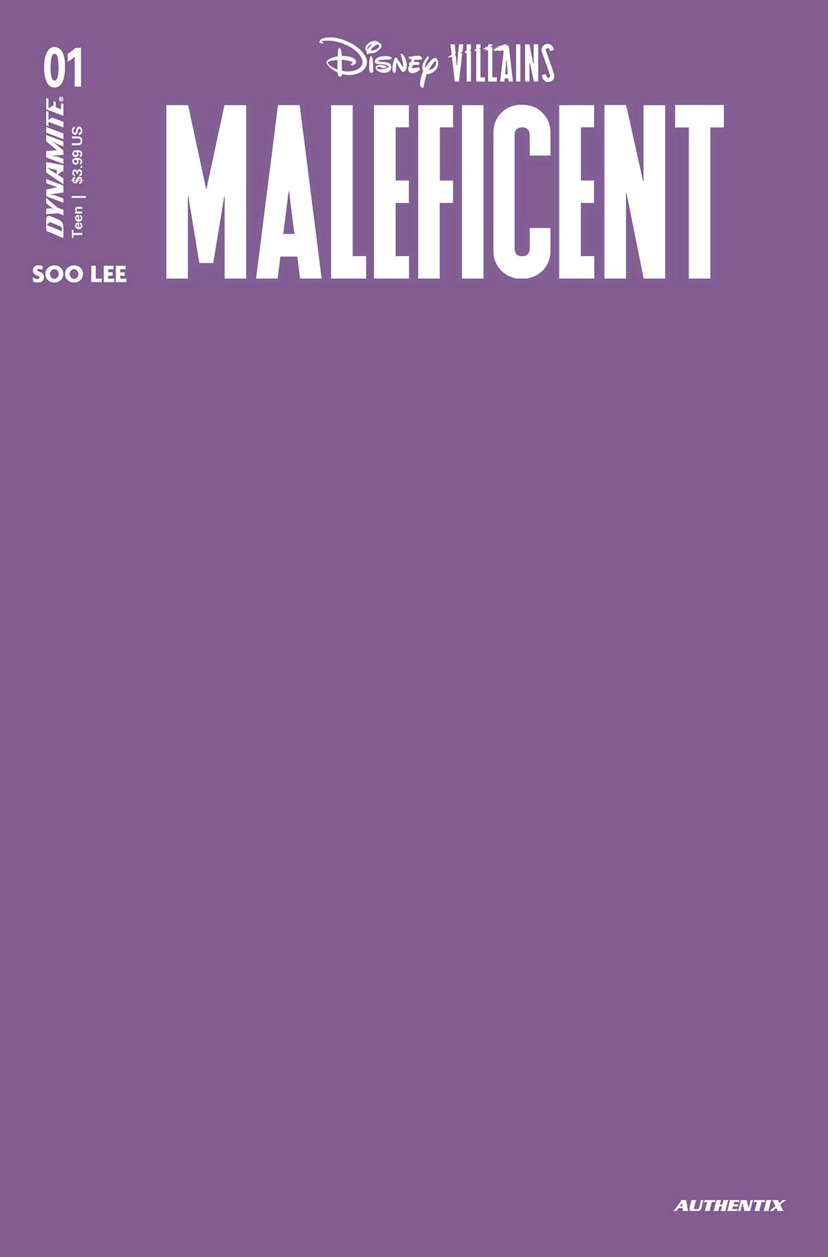Disney Villains Maleficent #1 Cover X Last Call Purple Blank Authentix
