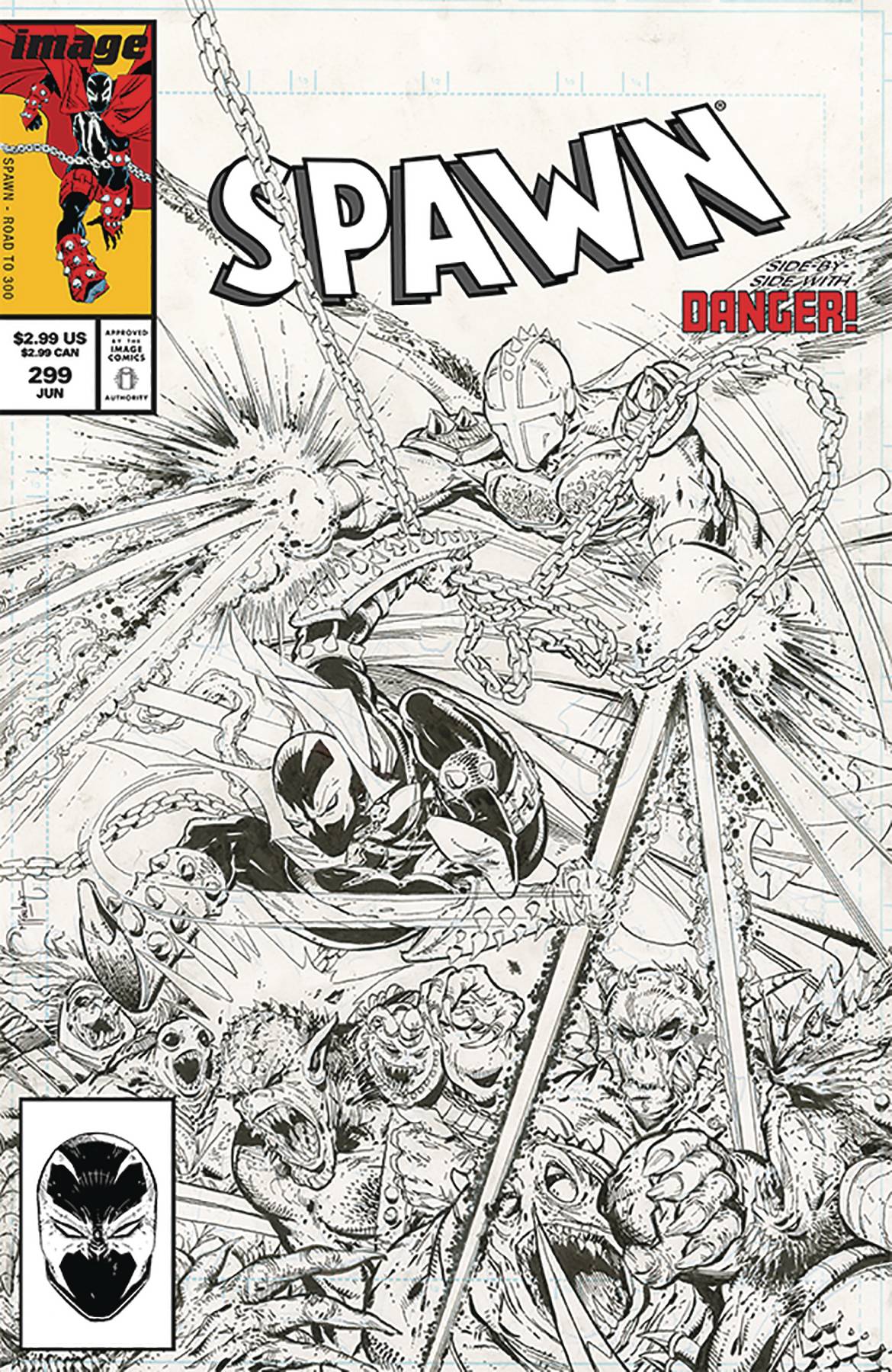 Spawn #299 Cover C Black & White McFarlane (1992)