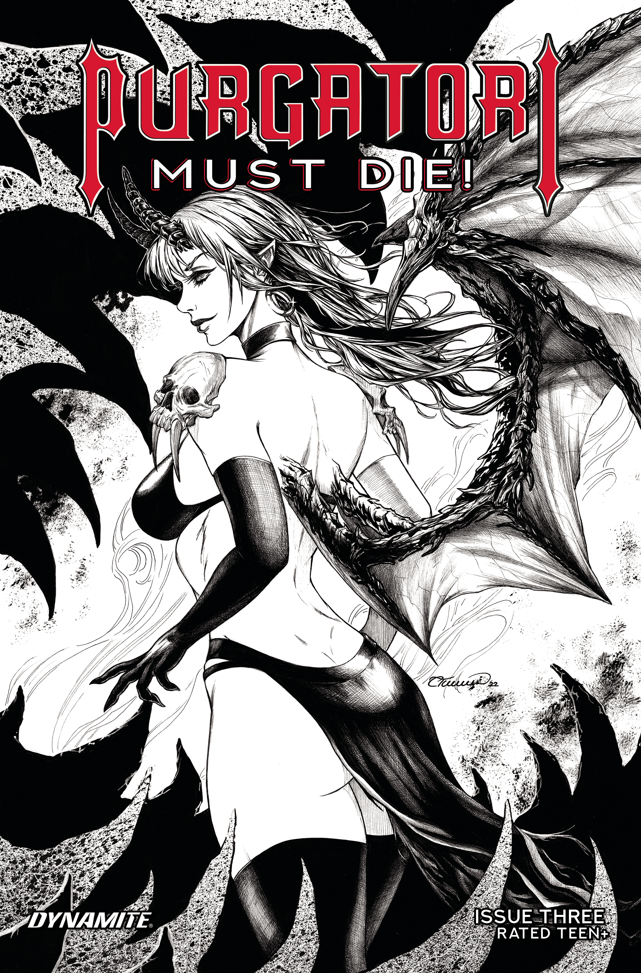 Purgatori Must Die #3 Cover F 1 for 5 Incentive Turner Black & White