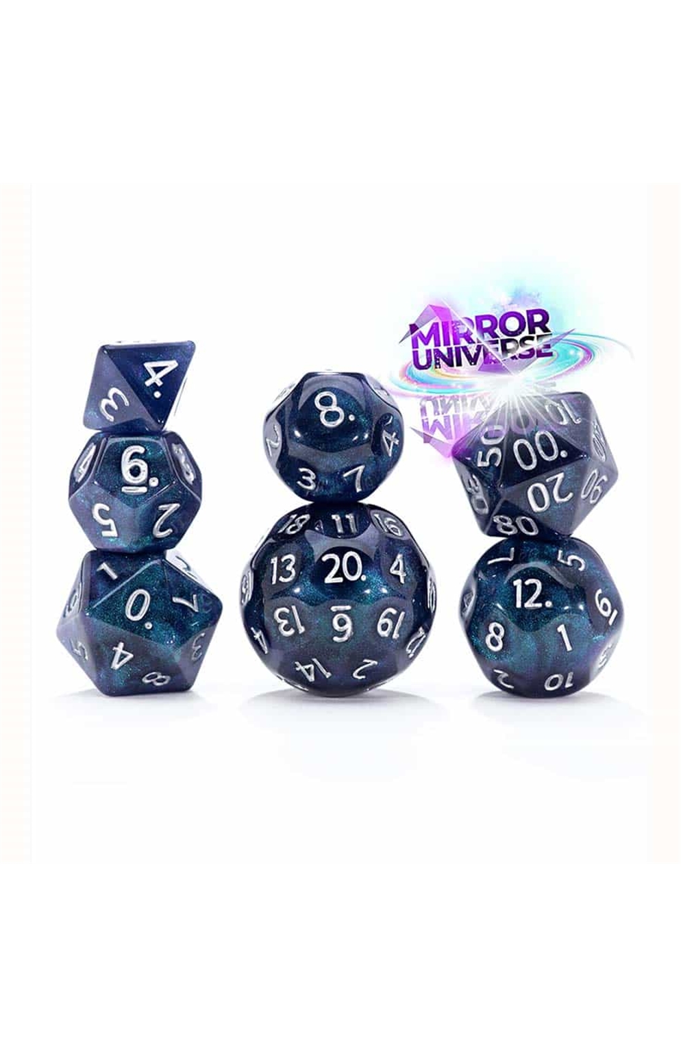 Double Dice: Mirror Universe: Galactic Purple And Blue Resin With Holographic Glitter