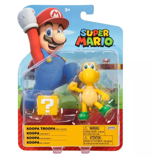 Nintendo Super Mario Koopa Troopa with ? Block 4 inch Action Figure