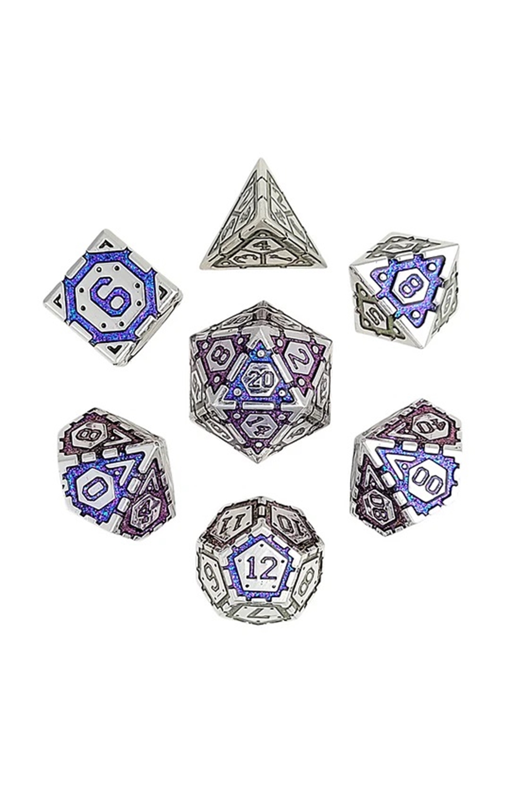 Nexus Purple 7-Piece Metal Dice Set