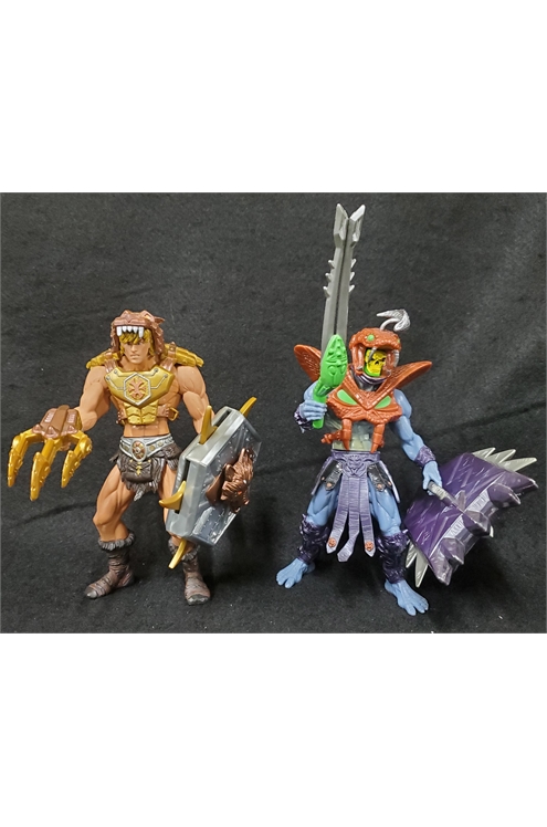 Masters of The Universe 2002 Wolf Armor He-Man & Snake Armor Skeletor Complete
