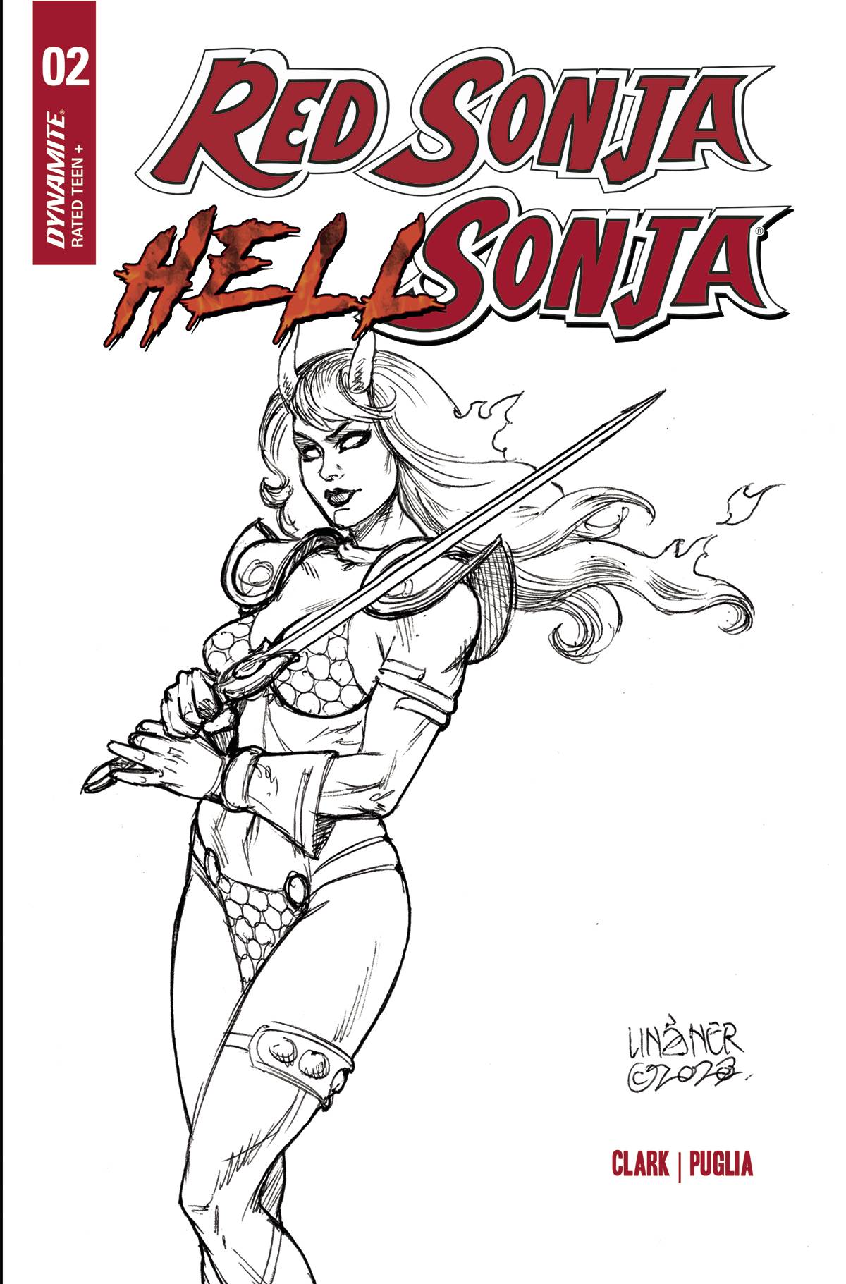 Red Sonja Hell Sonja #2 Cover N 7 Copy Last Call Incentive Linsner Line Art