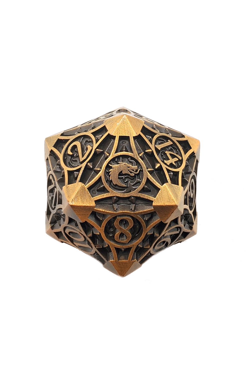 Old School 40Mm D20 Metal Die: Gnome Forged: Ancient Gold