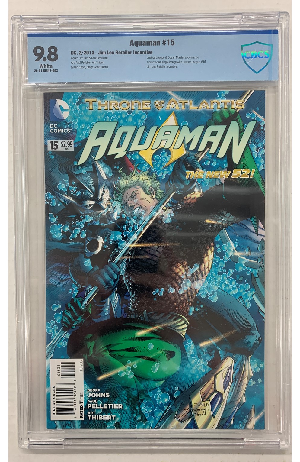 Aquaman #15 Jim Lee Variant Cbcs Graded 9.8 (20-0135847-002)