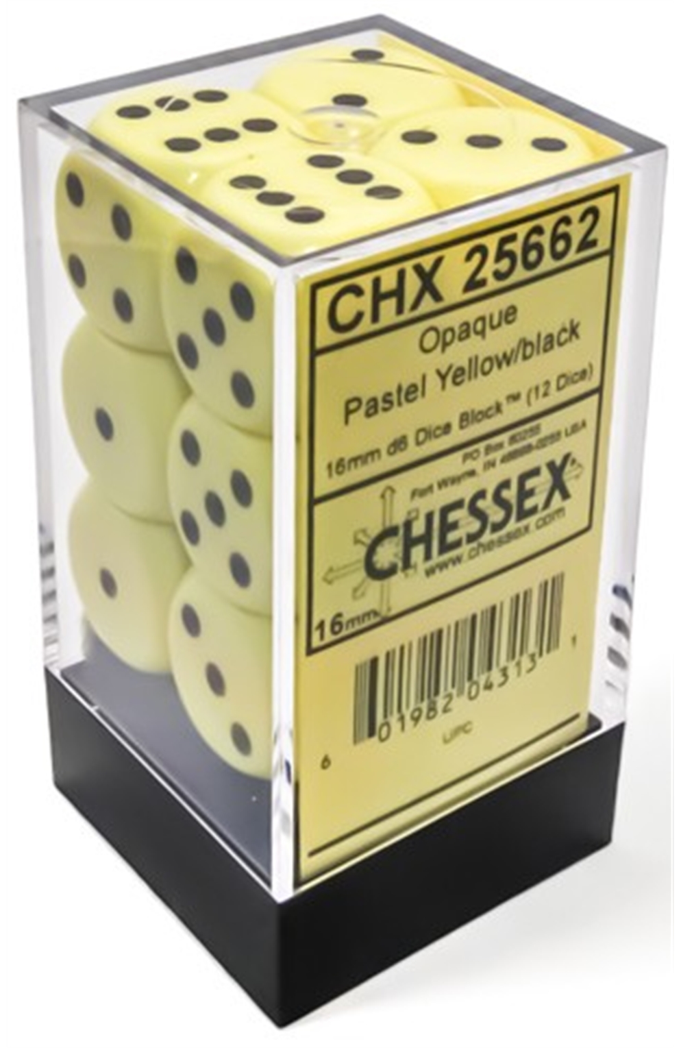 Chessex Dice Opaque Pastel Yellow D6 16Mm (12)
