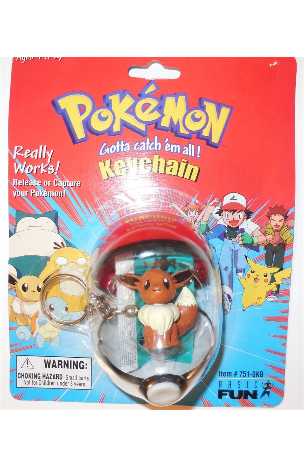 Basic Fun 1999 Pokemon Keychain Eevee