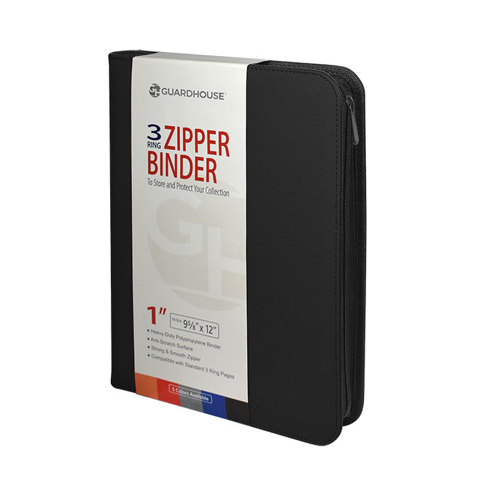 Zipper Binder With 3 Ring Clip - Black