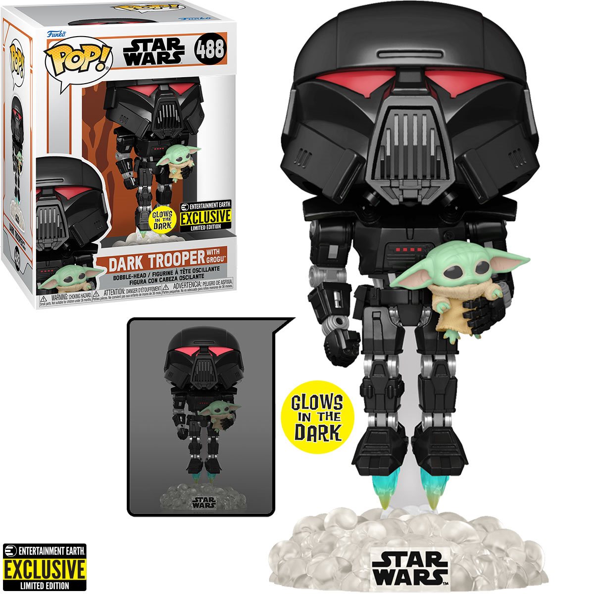 Pop Star Wars Dark Trooper With Grogu Glow-in-the-Dark Vinyl Figure