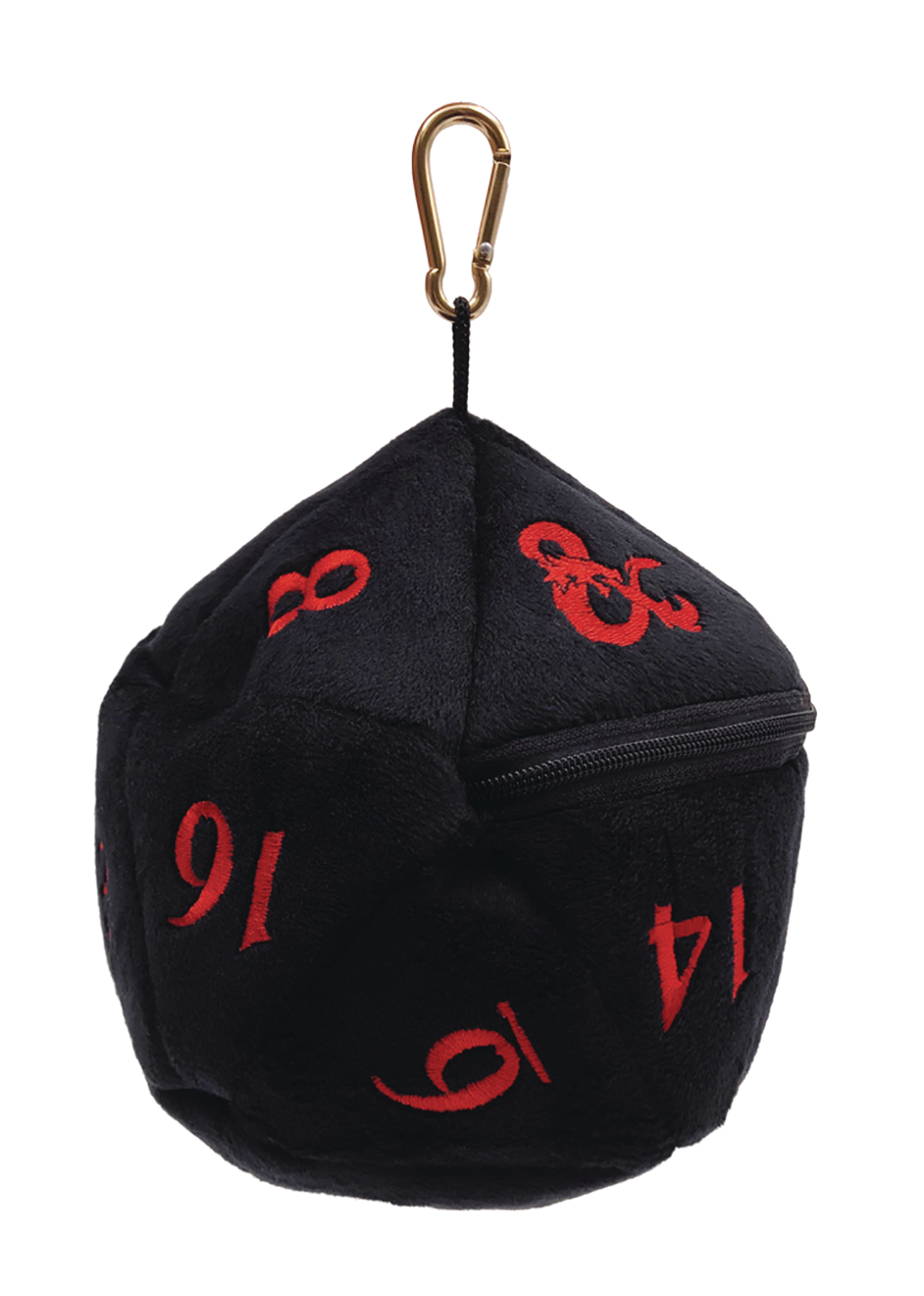 D20 Plush Dice Bag For Dungeons & Dragons Black & Red