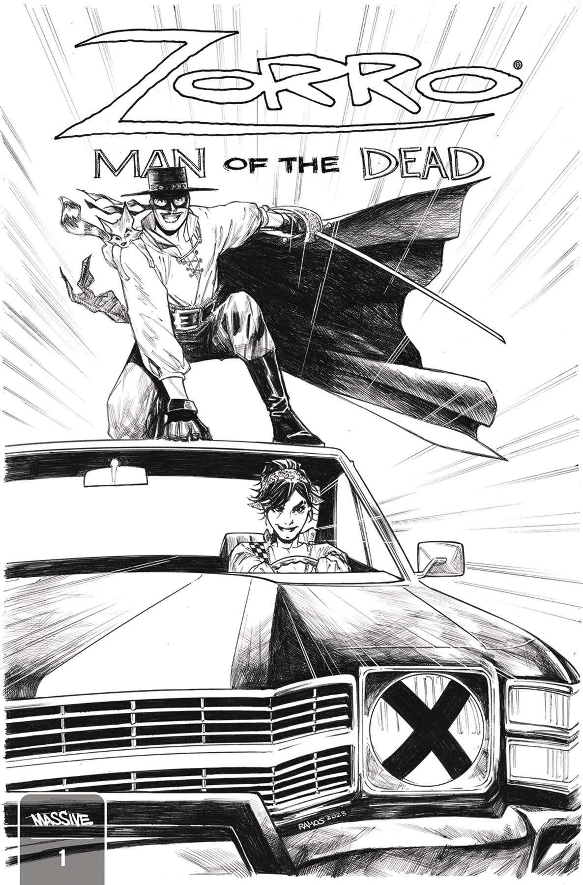 Zorro Man of the Dead #1 Cover L Ramos Black & White (Mature) (Mature) (Of 4)