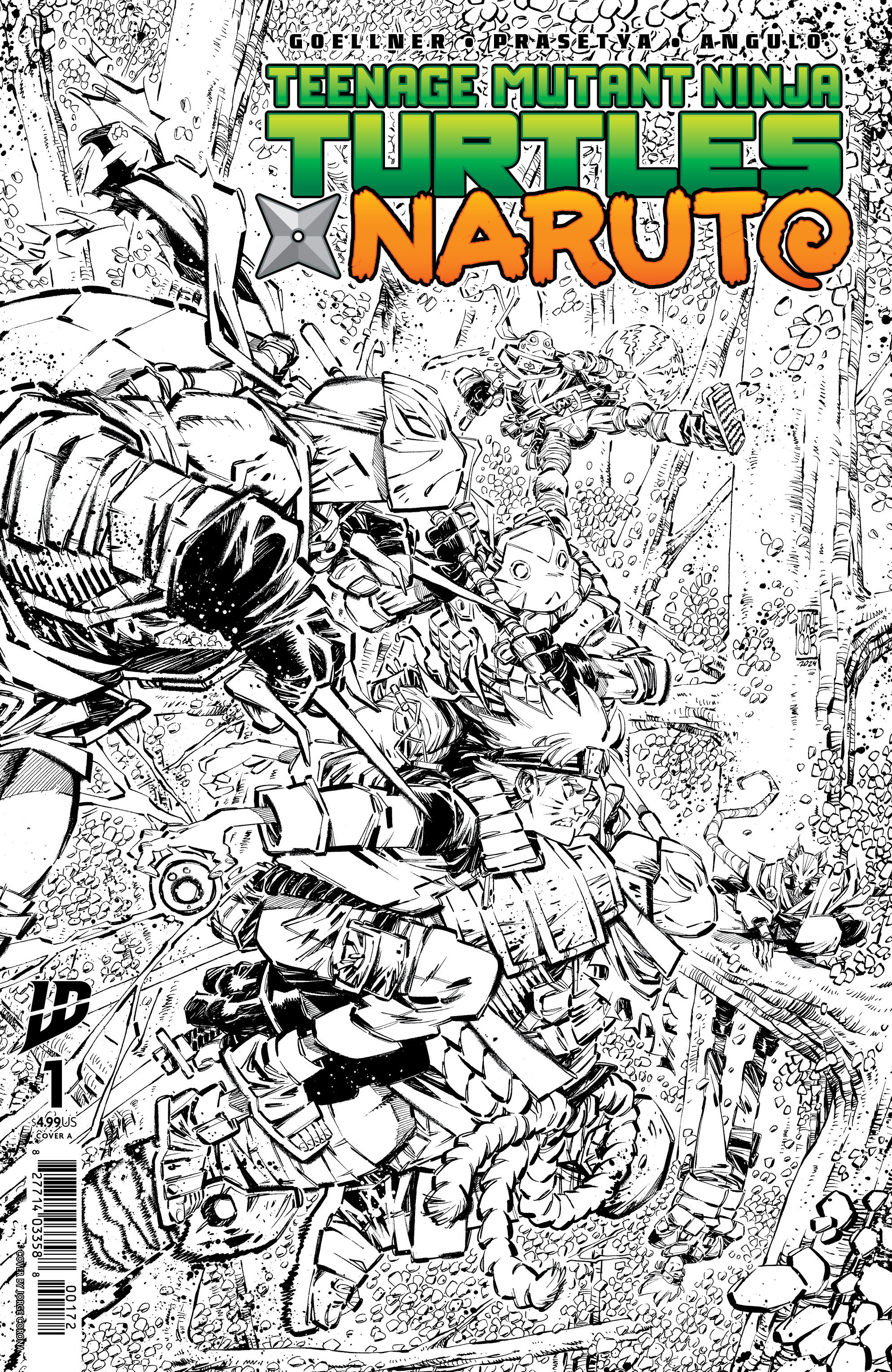 Teenage Mutant Ninja Turtles x Naruto #1 (Corona B&W) Second Printing 1 for 10 Incentive Black & White