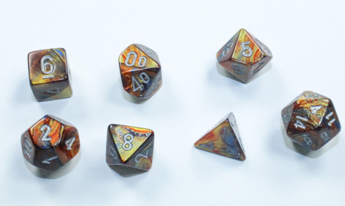 Chessex Dice: Lustrous Gold /silver Mini-Polyhedral 7-Die set