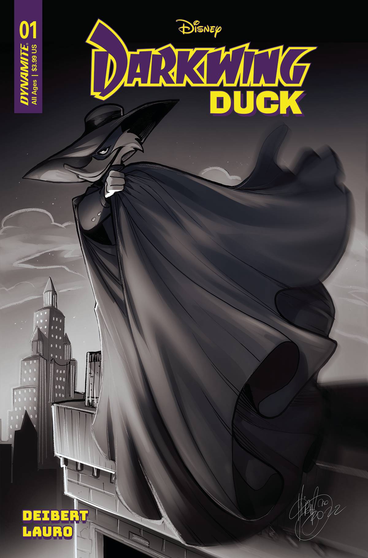 Darkwing Duck #1 Cover ZG 10 Copy Last Call Incentive Andolfo Black & White 