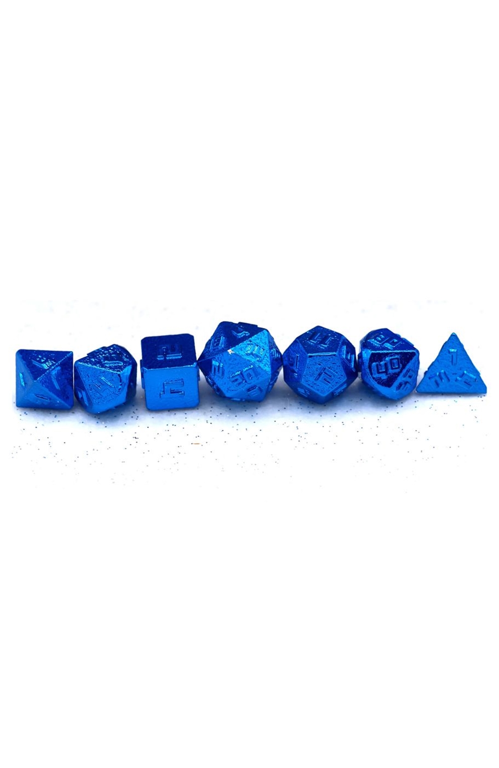 7 Set 10Mm Mini Metal Rpg Dice: Blue