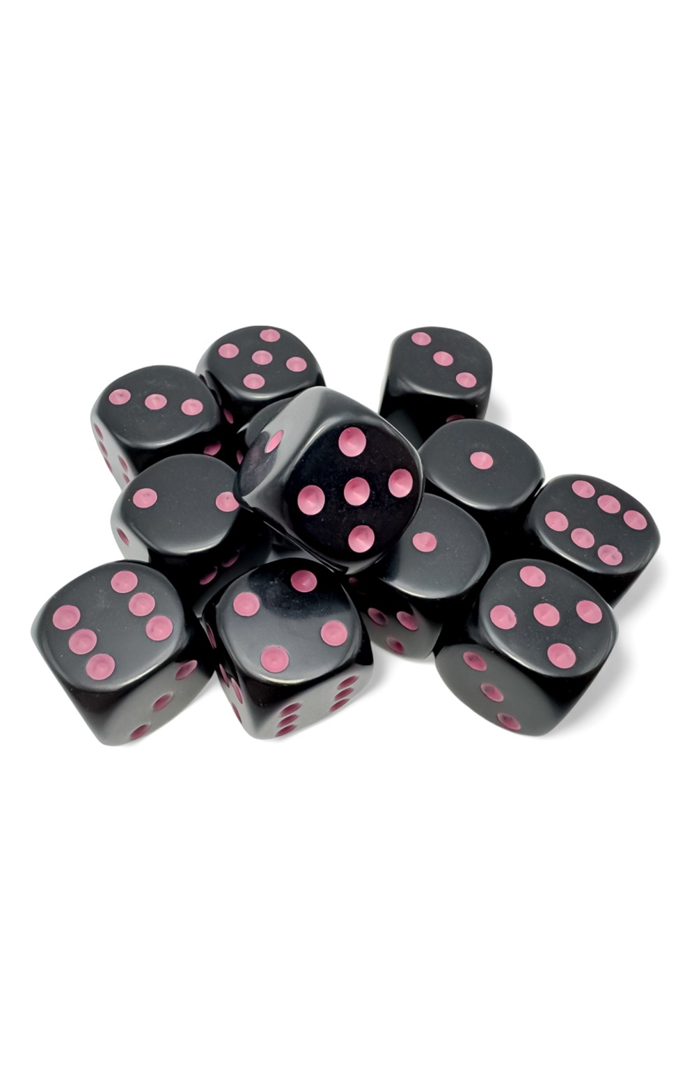 Chessex Opaque: 16Mm D6 Black/Pink Dice Block (12 Dice)